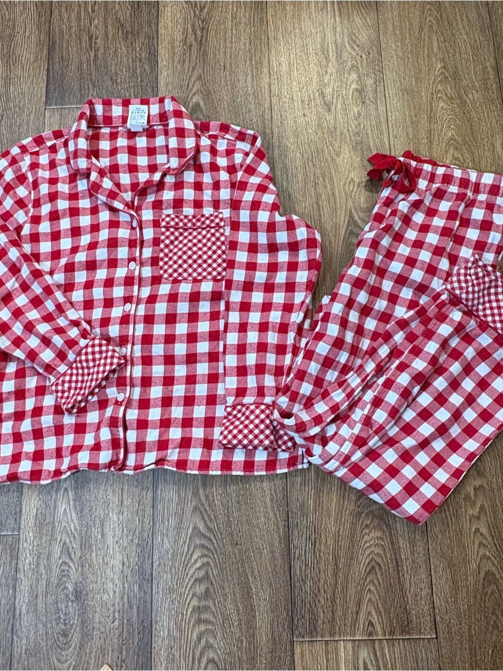 Draper James x Lands’ End Red Gingham Flannel Pajama Set M Petite 10-12